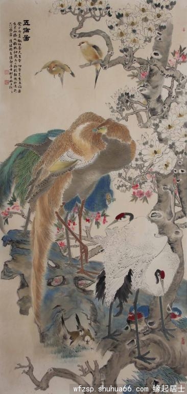 完全按照原大原比例复制临摹任伯年的《五伦图》